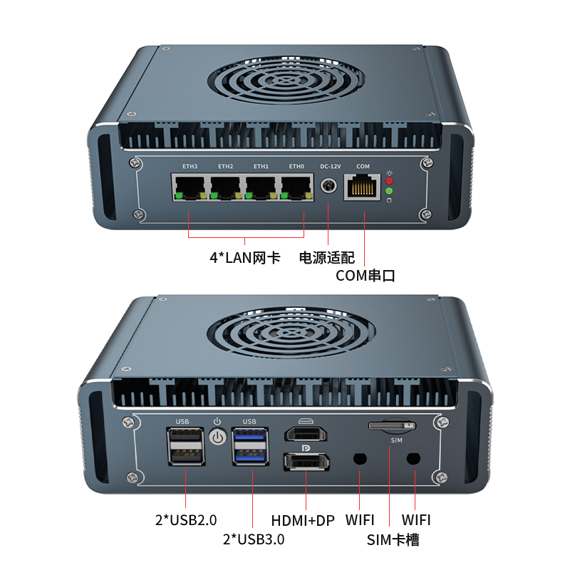 Pfsense Firewall Router 2.5G 4 I226 - Mini PC Routeur 2.5G Fan 13620H