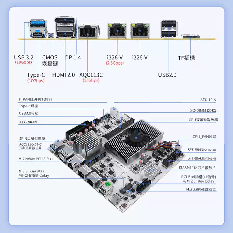 Nas Motherboard 8 Sata Mini Itx - Carte mère NAS 8 baies avec