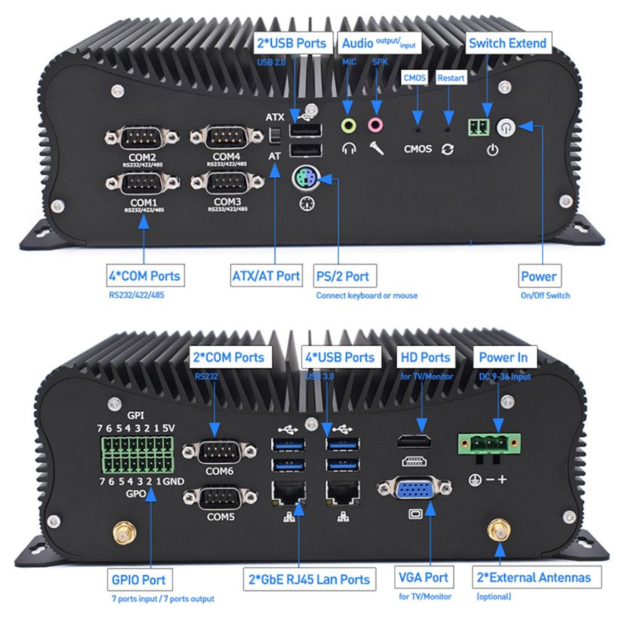 13ème Mini PC industriel sans  - Fanless Industrial Pc Rs485 Core I7 avis et prix